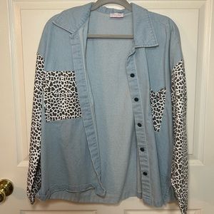 Pink Lily Animal Print Jean Jacket